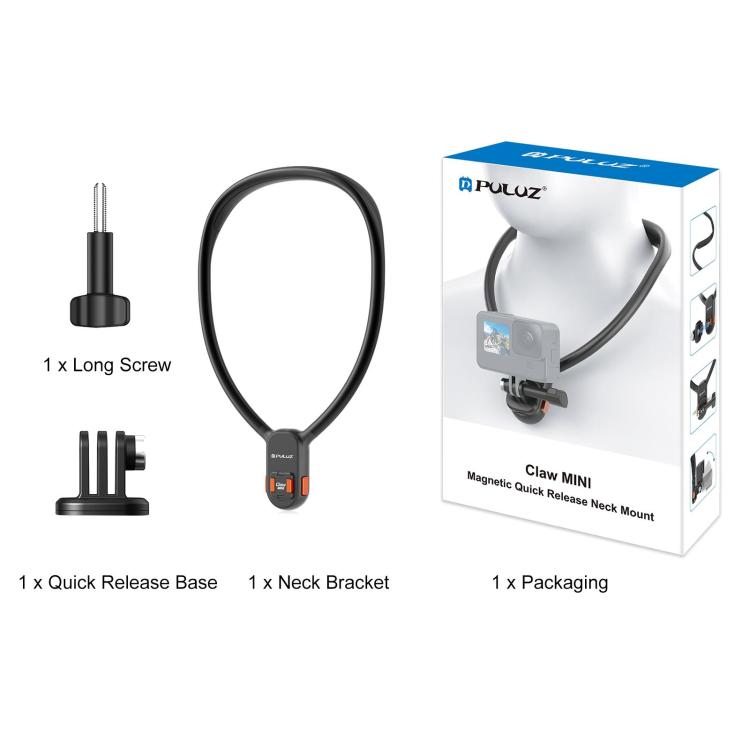 PULUZ Lazy Neck Bracket Magnetic Quick Release POV View Mount  - Black