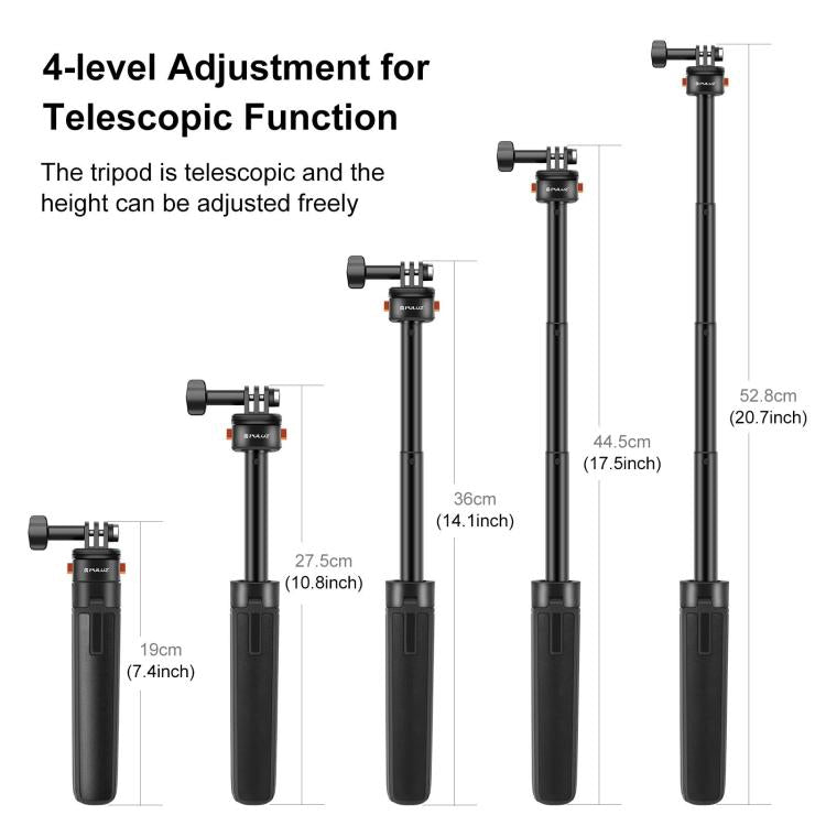 [US Warehouse] PULUZ Mini Magnetic Quick Release Selfie Stick Tripod