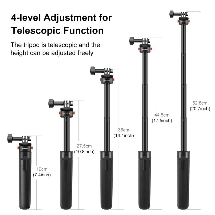 PULUZ Mini Magnetic Quick Release Selfie Stick Tripod  - Black