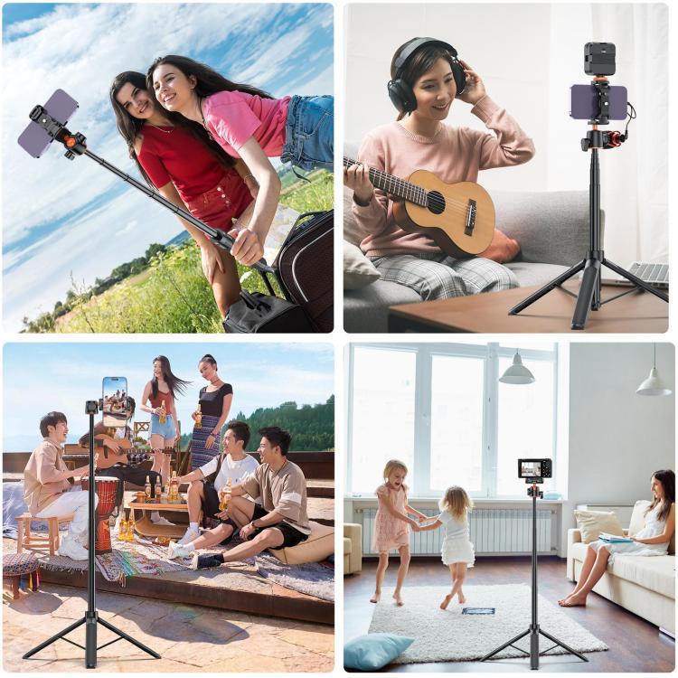 [US Warehouse] PULUZ 1.4m Phone Selfie Stick Tripod Vlog Live Streaming Holder with Phone Clip