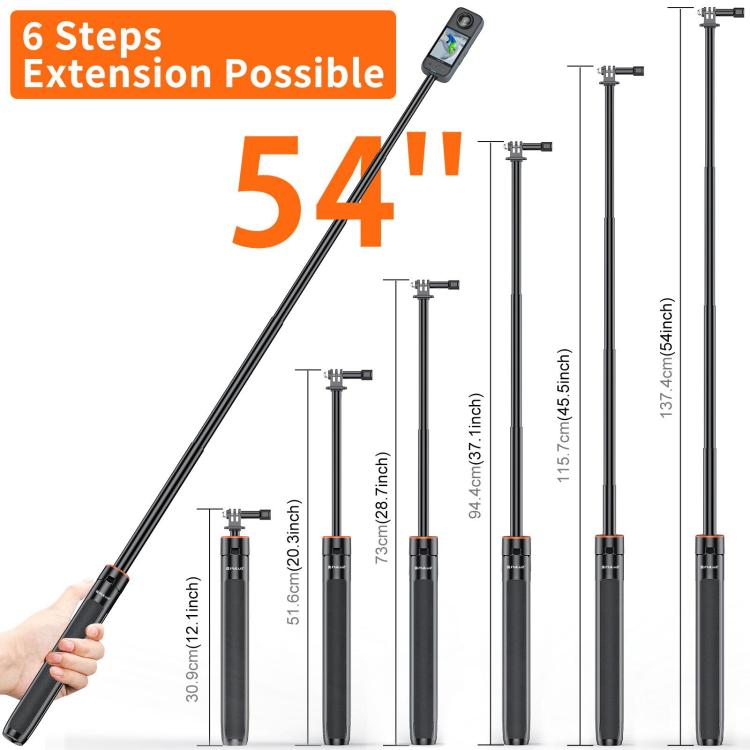 PULUZ 1.4m Action Camera Selfie Stick Tripod Vlog Live Streaming Holder  - Black