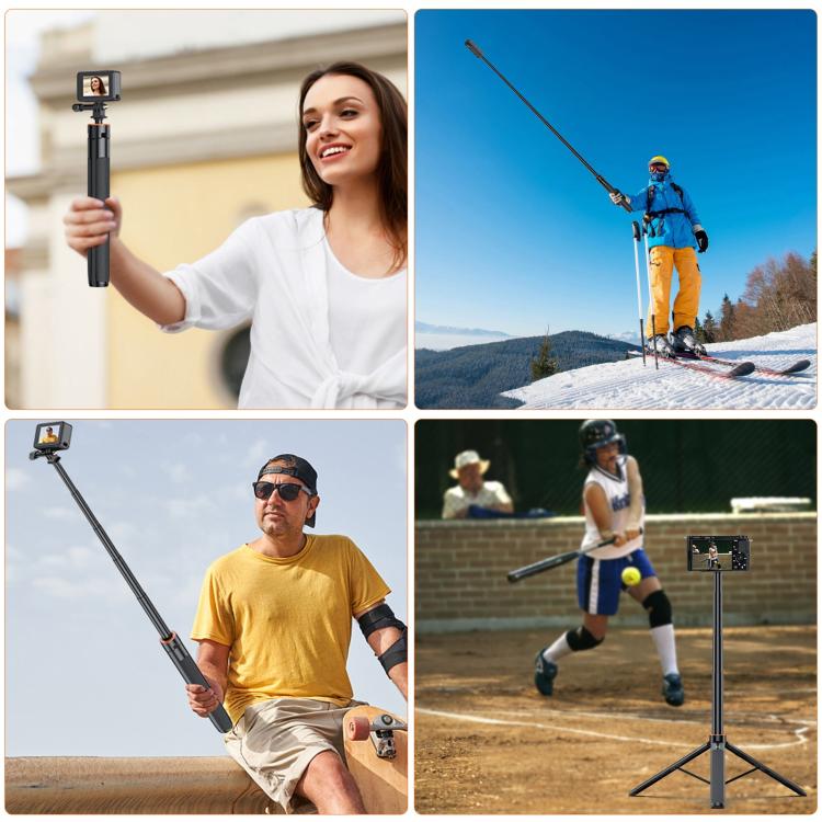 PULUZ 1.4m Action Camera Selfie Stick Tripod Vlog Live Streaming Holder  - Black