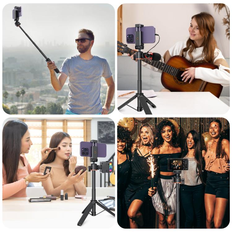 PULUZ Mini Phone Camera Extension Tripod Stand 360 Degree Ball Head Cold Shoe Selfie Stick  - Black