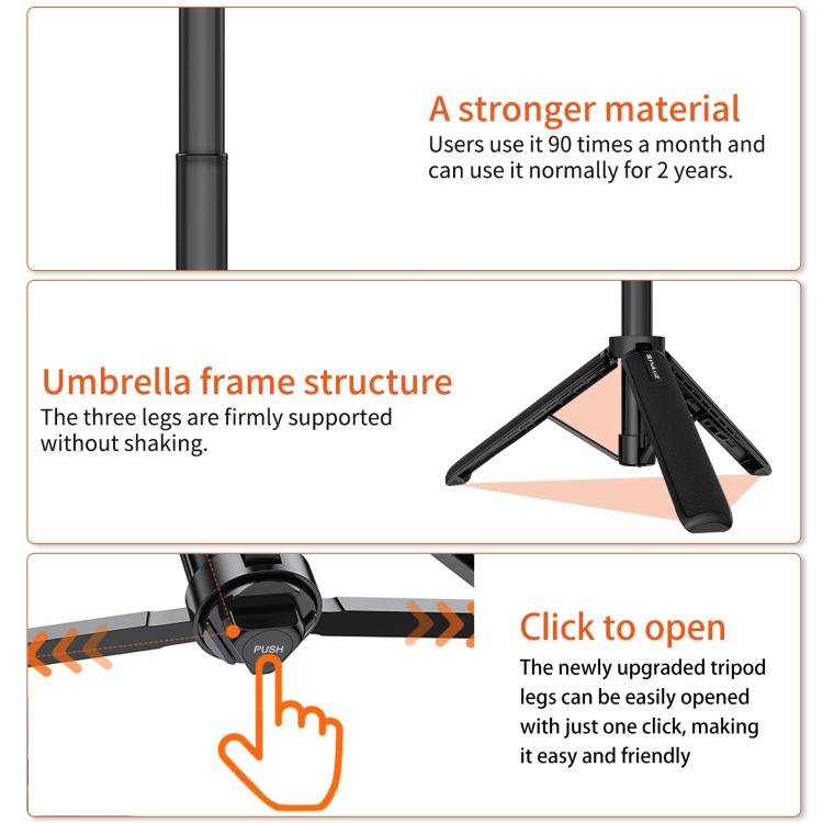 PULUZ Action Camera Extension Tripod Selfie Stick Stand for GoPro  - Black
