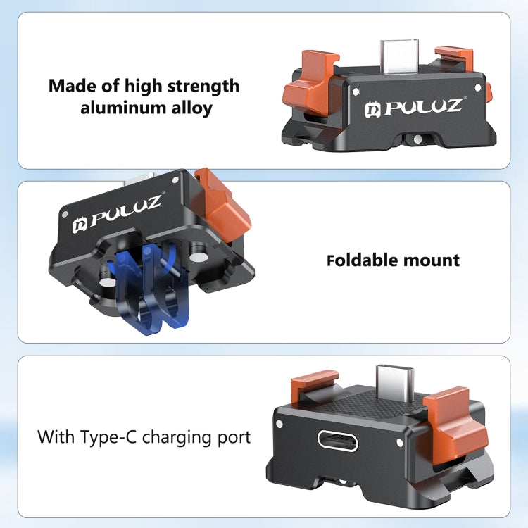 For DJI Osmo Pocket 3 PULUZ Type-C Charging Base Quick Release Mount Adapter  - Black
