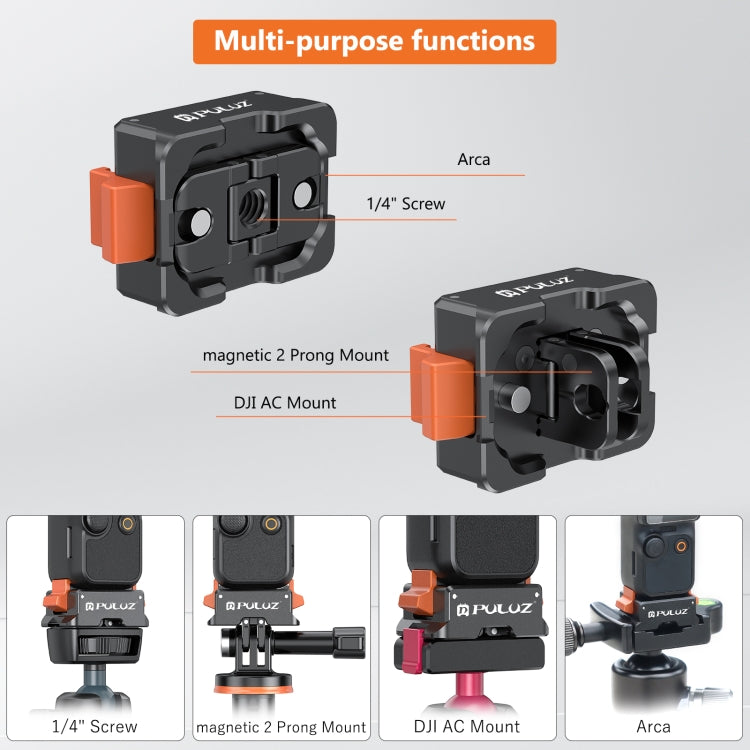 For DJI Osmo Pocket 3 PULUZ Quick Release Mount Adapter  - Black
