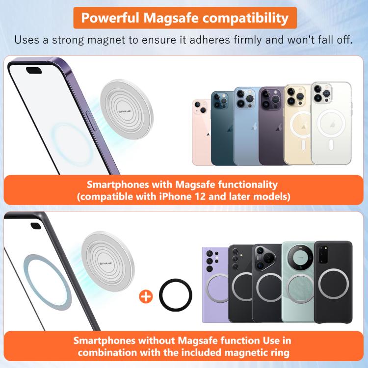 PULUZ Mobile Phone MagSafe Magnetic Makeup Mirror Rear Camera Video Selfie Mirror  - White