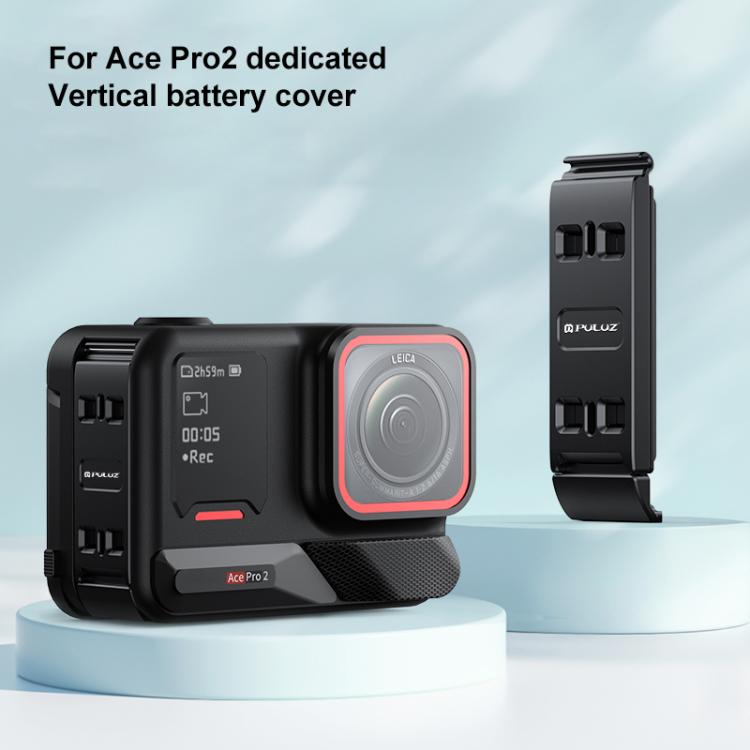 PULUZ Aluminum Alloy Vertical Shooting Magnetic Quick-release Battery Side Interface Cover for Insta360 Ace Pro 2  - Black
