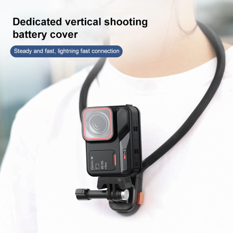 PULUZ Aluminum Alloy Vertical Shooting Magnetic Quick-release Battery Side Interface Cover for Insta360 Ace Pro 2  - Black