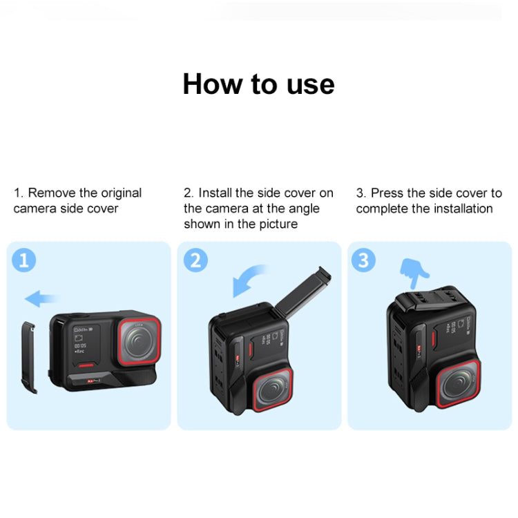 PULUZ Aluminum Alloy Vertical Shooting Magnetic Quick-release Battery Side Interface Cover for Insta360 Ace Pro 2  - Black