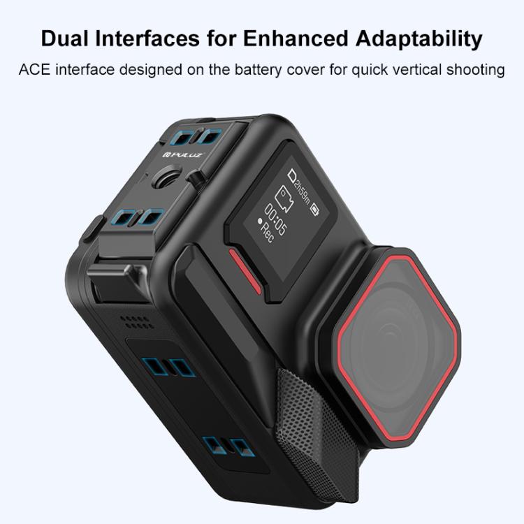 PULUZ ACE / AC Aluminum Alloy Vertical Shooting Magnetic Quick-release Battery Side Interface Cover for Insta360 Ace Pro 2  - Black