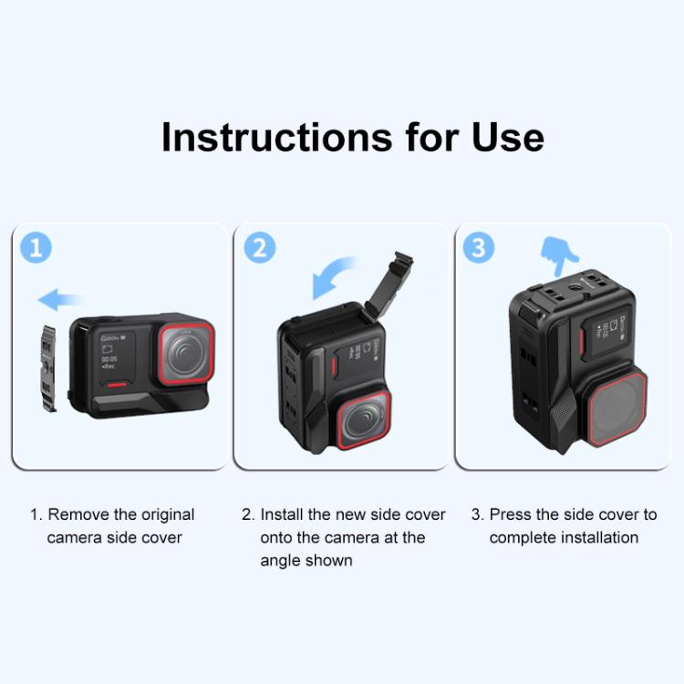 PULUZ ACE / AC Aluminum Alloy Vertical Shooting Magnetic Quick-release Battery Side Interface Cover for Insta360 Ace Pro 2  - Black