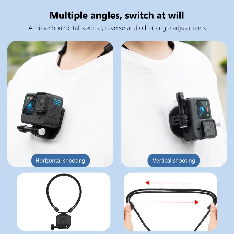 PULUZ Action Camera Magnetic Neck Mount Holder Vlog POV Neck Strap  - Black