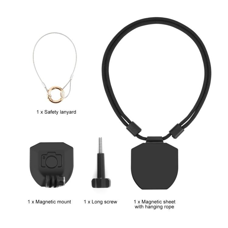 PULUZ Action Camera Magnetic Neck Mount Holder Vlog POV Neck Strap  - Black
