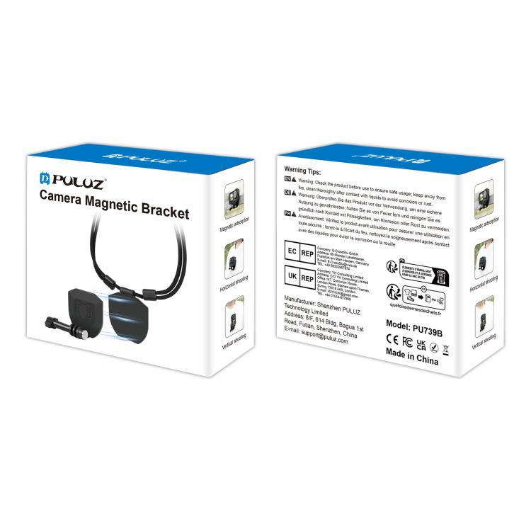 PULUZ Action Camera Magnetic Neck Mount Holder Vlog POV Neck Strap  - Black