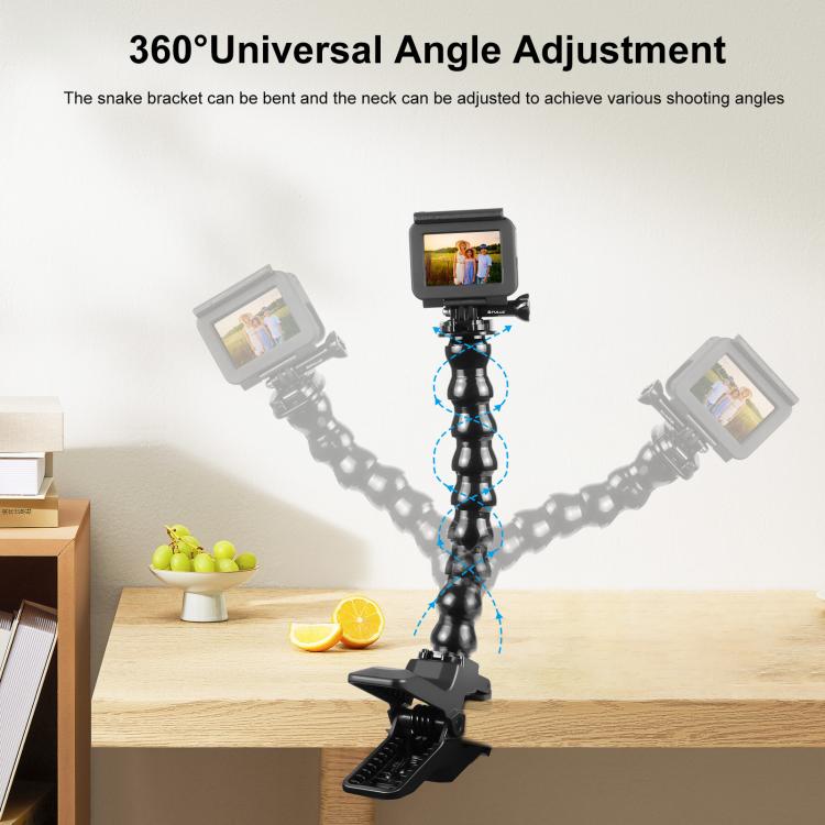 PULUZ Action Sports Cameras Jaws Flex Clamp Mount with Phone Clamp  - Black