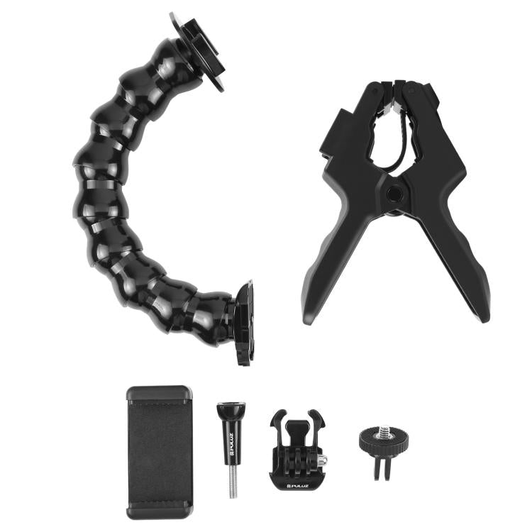 PULUZ Action Sports Cameras Jaws Flex Clamp Mount with Phone Clamp  - Black