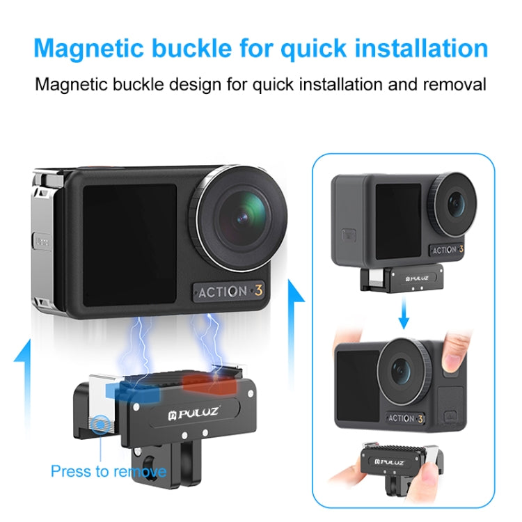 For DJI Osmo Action 5 Pro / 4 / 3 / Osmo 360 PULUZ Magnetic Quick Release Metal Base  - Black