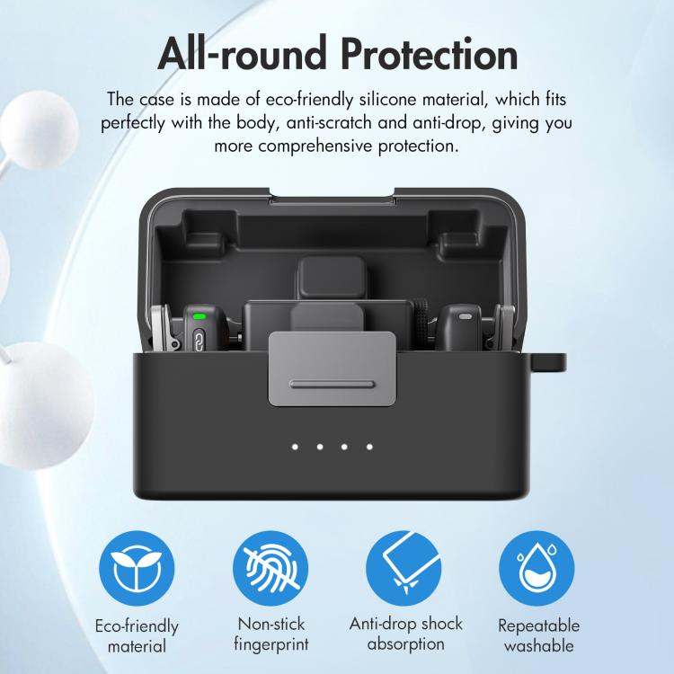 For DJI Mic Mini PULUZ Charging Case Silicone Scratch-proof Protective Cover  - Black