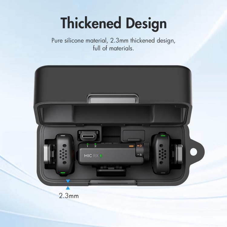 For DJI Mic Mini PULUZ Charging Case Silicone Scratch-proof Protective Cover  - Black