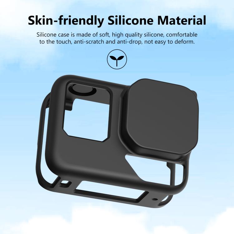 For Insta360 Ace Pro 2 PULUZ Body Silicone Protective Case with Lens Cap & Strap  - Black