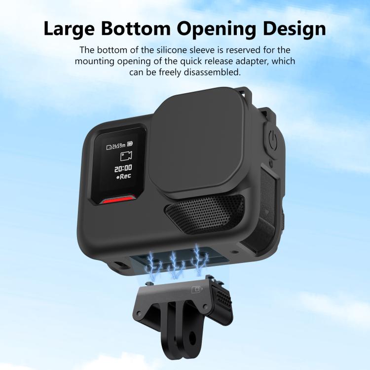 For Insta360 Ace Pro 2 PULUZ Body Silicone Protective Case with Lens Cap & Strap  - Black