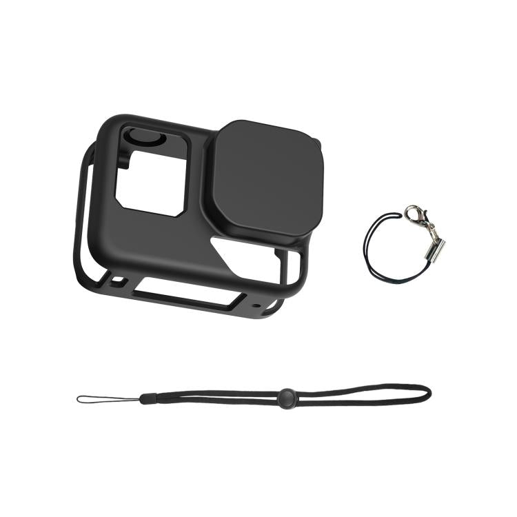 For Insta360 Ace Pro 2 PULUZ Body Silicone Protective Case with Lens Cap & Strap  - Black