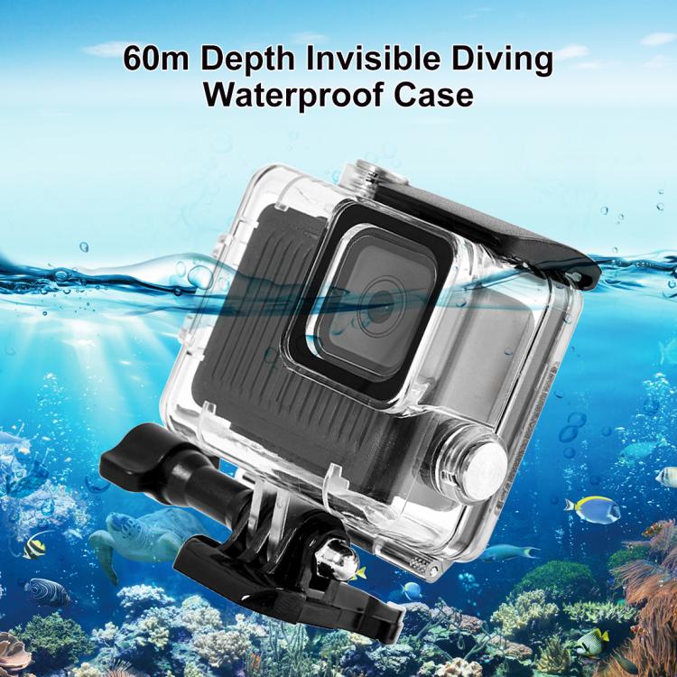 For GoPro HERO 4K 2024 PULUZ 60m / 196ft Waterproof Housing Protective Case with Buckle Basic Mount & Screw  - Transparent