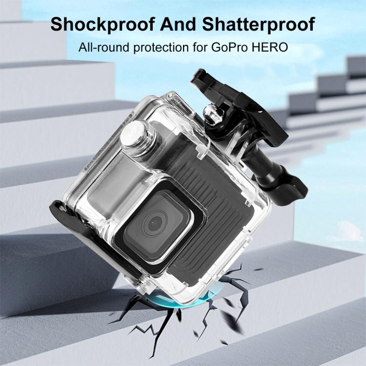 For GoPro HERO 4K 2024 PULUZ 60m / 196ft Waterproof Housing Protective Case with Buckle Basic Mount & Screw  - Transparent