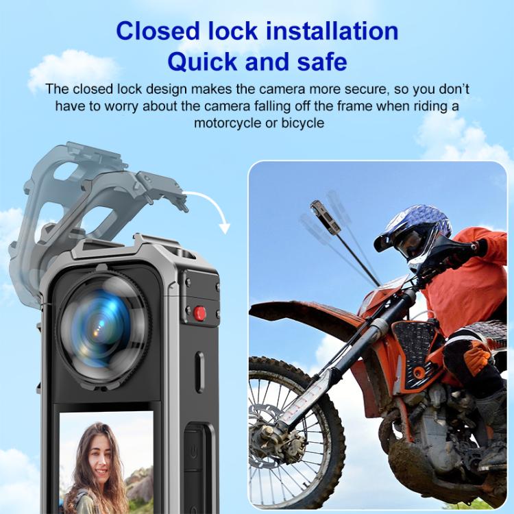 For Insta360 X5 PULUZ Aluminum Alloy Protective Cage Rig Expand Cold Shoe Housing Frame  - Grey