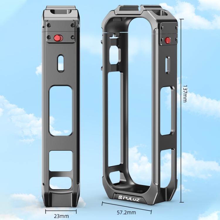 For Insta360 X5 PULUZ Aluminum Alloy Protective Cage Rig Expand Cold Shoe Housing Frame  - Grey