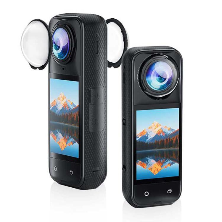 For Insta360 X5 PULUZ Rotating Optical Tempered Glass Lens Guard Protective Cover  - Transparent