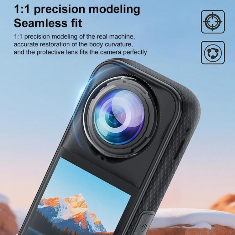 For Insta360 X5 PULUZ Rotating Optical Tempered Glass Lens Guard Protective Cover  - Transparent