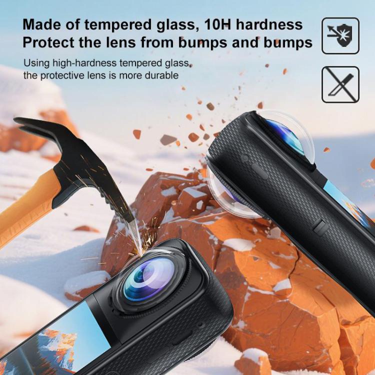 For Insta360 X5 PULUZ Rotating Optical Tempered Glass Lens Guard Protective Cover  - Transparent