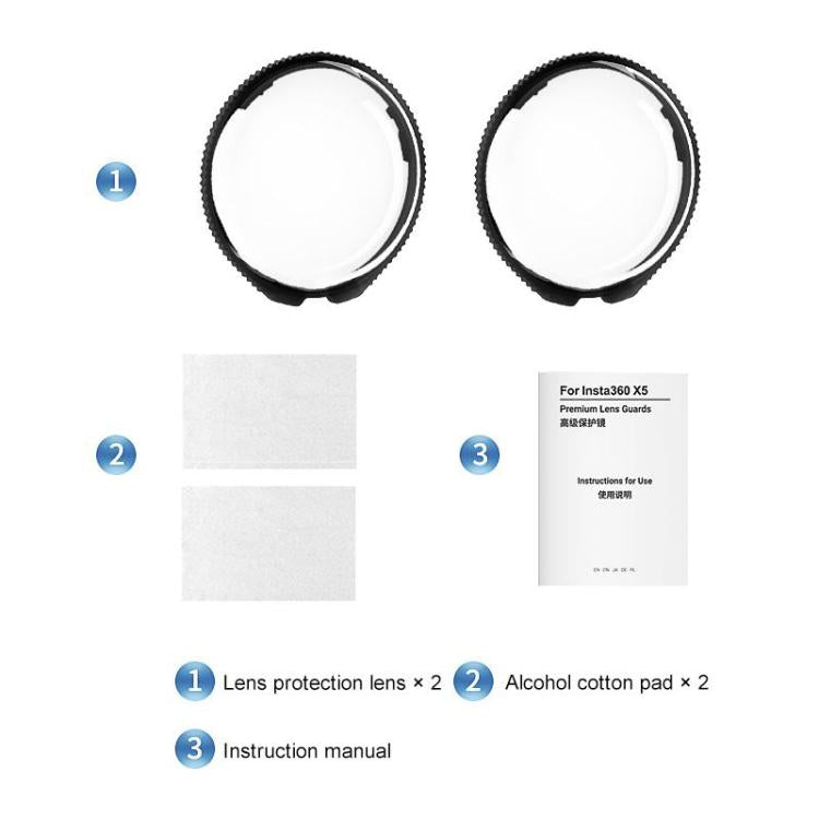 For Insta360 X5 PULUZ Rotating Optical Tempered Glass Lens Guard Protective Cover  - Transparent