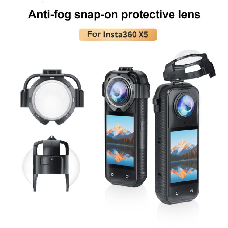 For Insta360 X5 PULUZ Snap-on Optical Tempered Glass Lens Guard Protective Cover  - Transparent
