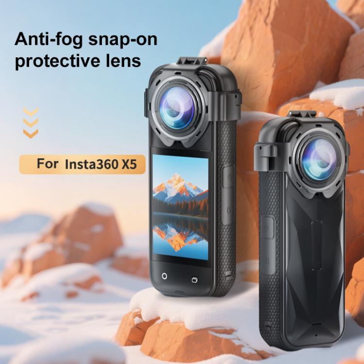 For Insta360 X5 PULUZ Snap-on Optical Tempered Glass Lens Guard Protective Cover  - Transparent