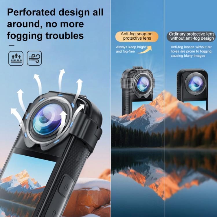 For Insta360 X5 PULUZ Snap-on Optical Tempered Glass Lens Guard Protective Cover  - Transparent