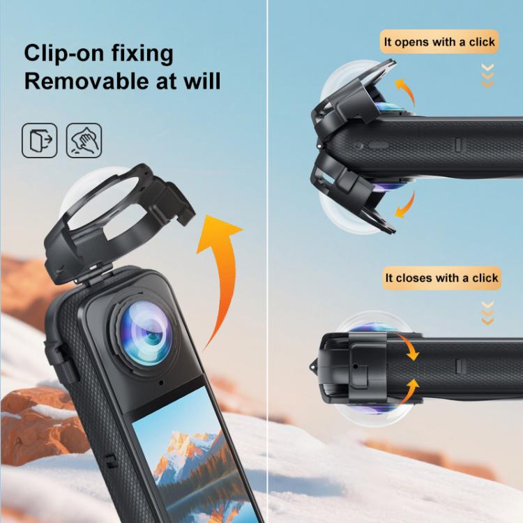 For Insta360 X5 PULUZ Snap-on Optical Tempered Glass Lens Guard Protective Cover  - Transparent