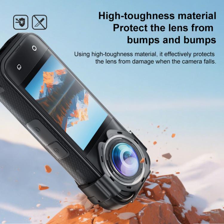 For Insta360 X5 PULUZ Snap-on Optical Tempered Glass Lens Guard Protective Cover  - Transparent