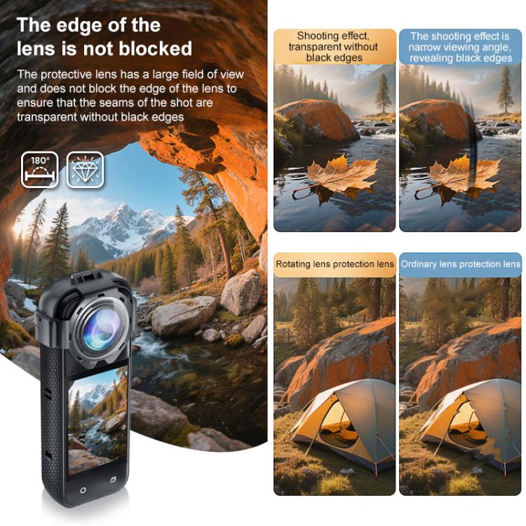 For Insta360 X5 PULUZ Snap-on Optical Tempered Glass Lens Guard Protective Cover  - Transparent