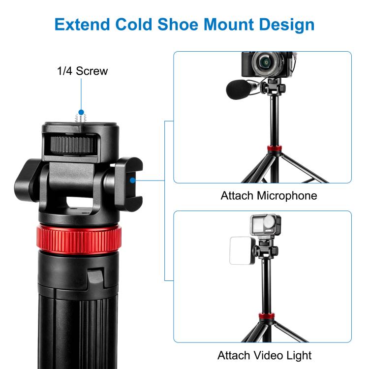 PULUZ 2m 8-section Aluminum Alloy Broadcast Fill Light Bracket Telescopic Tripod  - Black