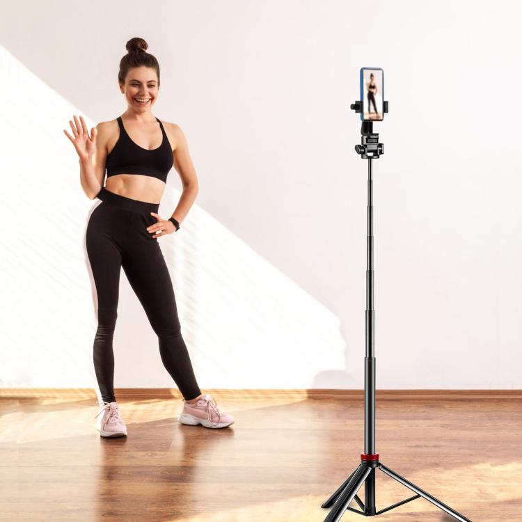 PULUZ 2m 8-section Aluminum Alloy Broadcast Fill Light Bracket Telescopic Tripod  - Black