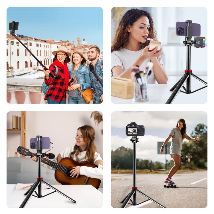 PULUZ 2m 8-section Aluminum Alloy Broadcast Fill Light Bracket Telescopic Tripod  - Black