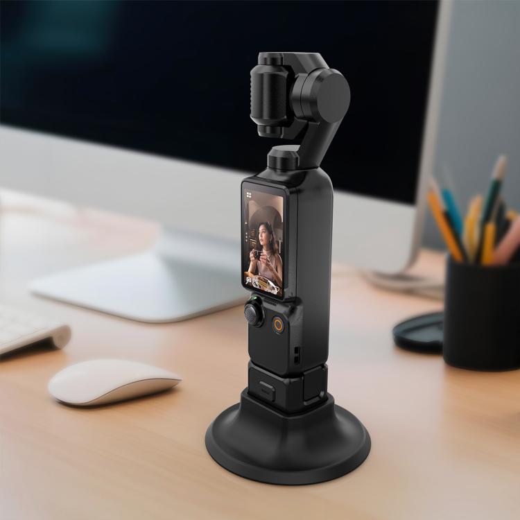 For DJI Osmo Pocket 4 / 3 PULUZ Adhesive Type Silicone Dock Desktop Base Bracket  - Black