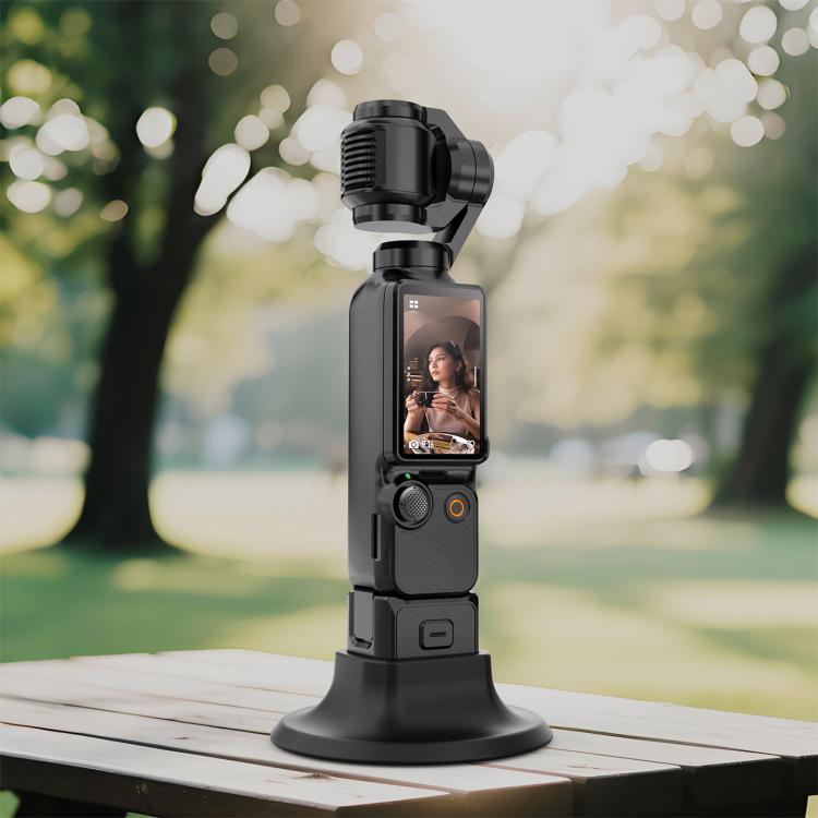 For DJI Osmo Pocket 4 / 3 PULUZ Adhesive Type Silicone Dock Desktop Base Bracket  - Black