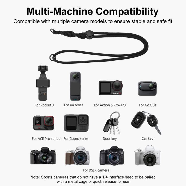 PULUZ Sports Camera Lanyard Long Adjustable Anti-lost Rope for DJI OSMO Pocket 4 / 3 / Insta360 X5