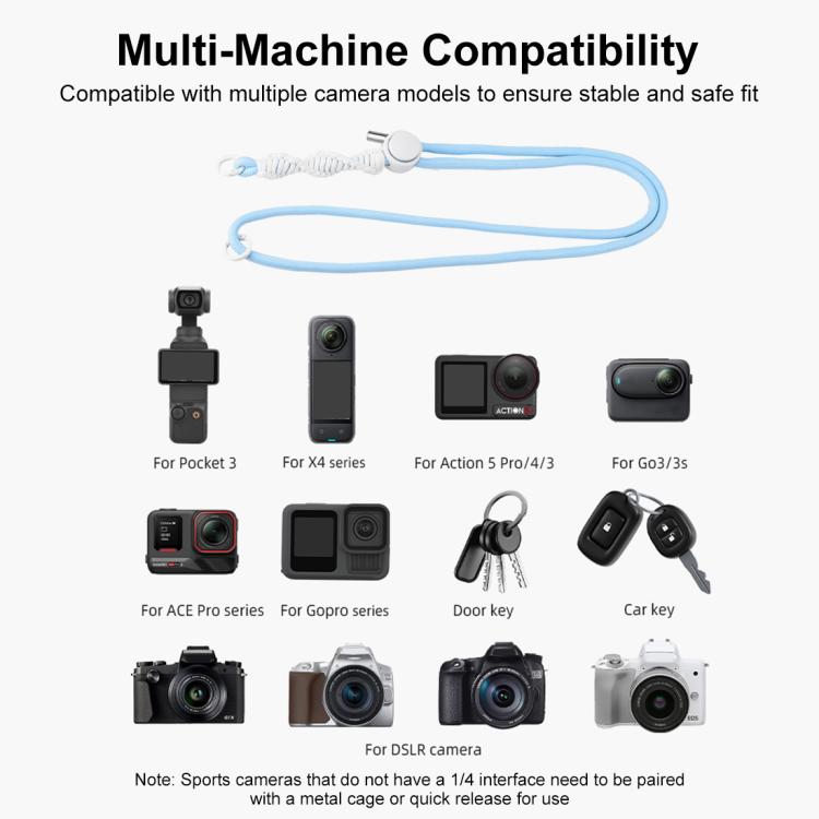 PULUZ Sports Camera Lanyard Long Adjustable Anti-lost Rope for DJI OSMO Pocket 4 / 3 / Insta360 X5