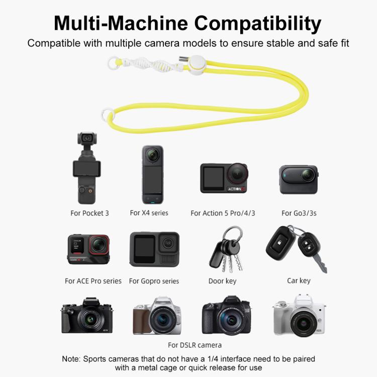 PULUZ Sports Camera Lanyard Long Adjustable Anti-lost Rope for DJI OSMO Pocket 4 / 3 / Insta360 X5