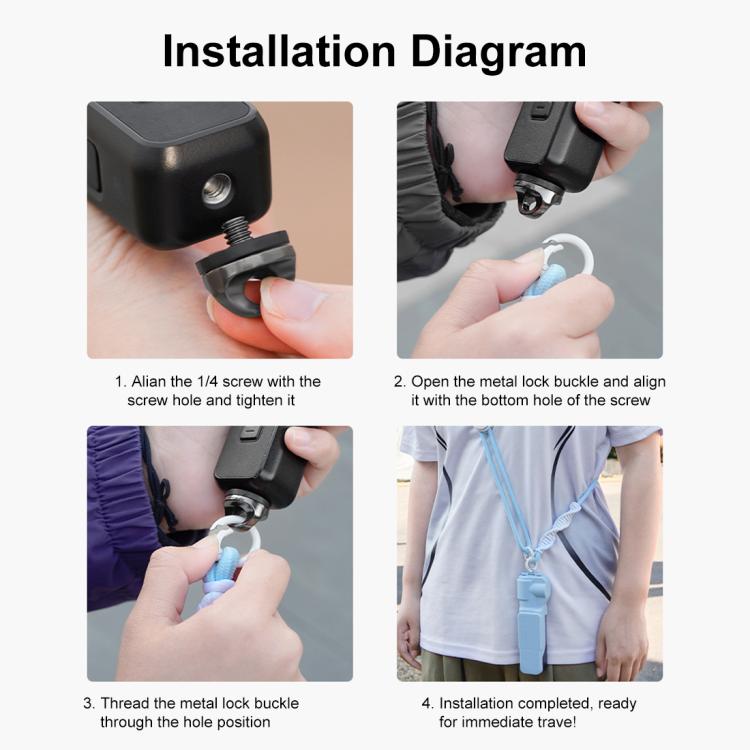 PULUZ Sports Camera Lanyard Long Adjustable Anti-lost Rope for DJI OSMO Pocket 4 / 3 / Insta360 X5